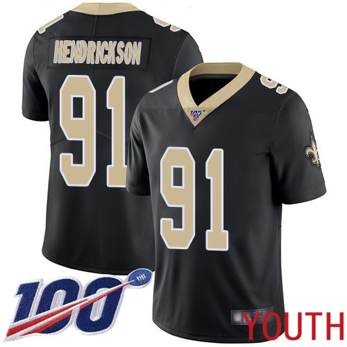 New Orleans Saints Limited Black Youth Trey Hendrickson Home Jersey NFL Football #91 100th Season Vapor Untouchable Jersey
